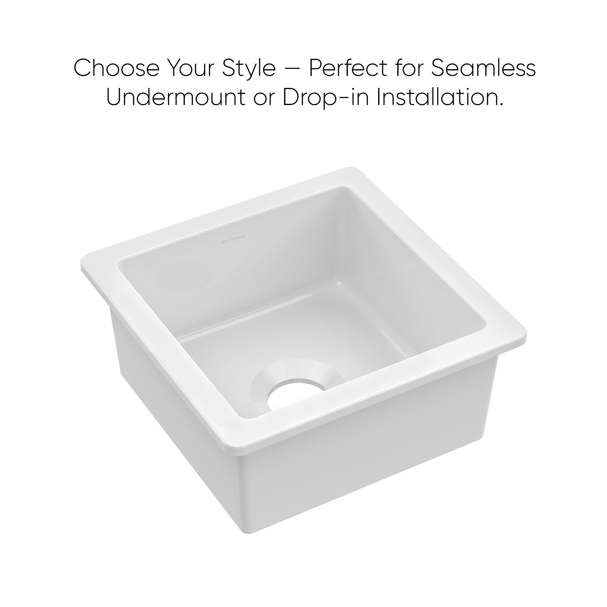 Undermount/drop-in single bowl fireclay kitchen sinks, stainless steel grid included