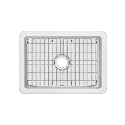 Undermount/drop-in single bowl fireclay kitchen sinks, stainless steel grid included