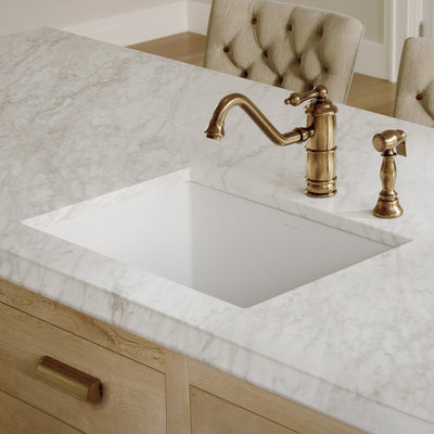 Undermount/drop-in single bowl fireclay kitchen sinks, stainless steel grid included