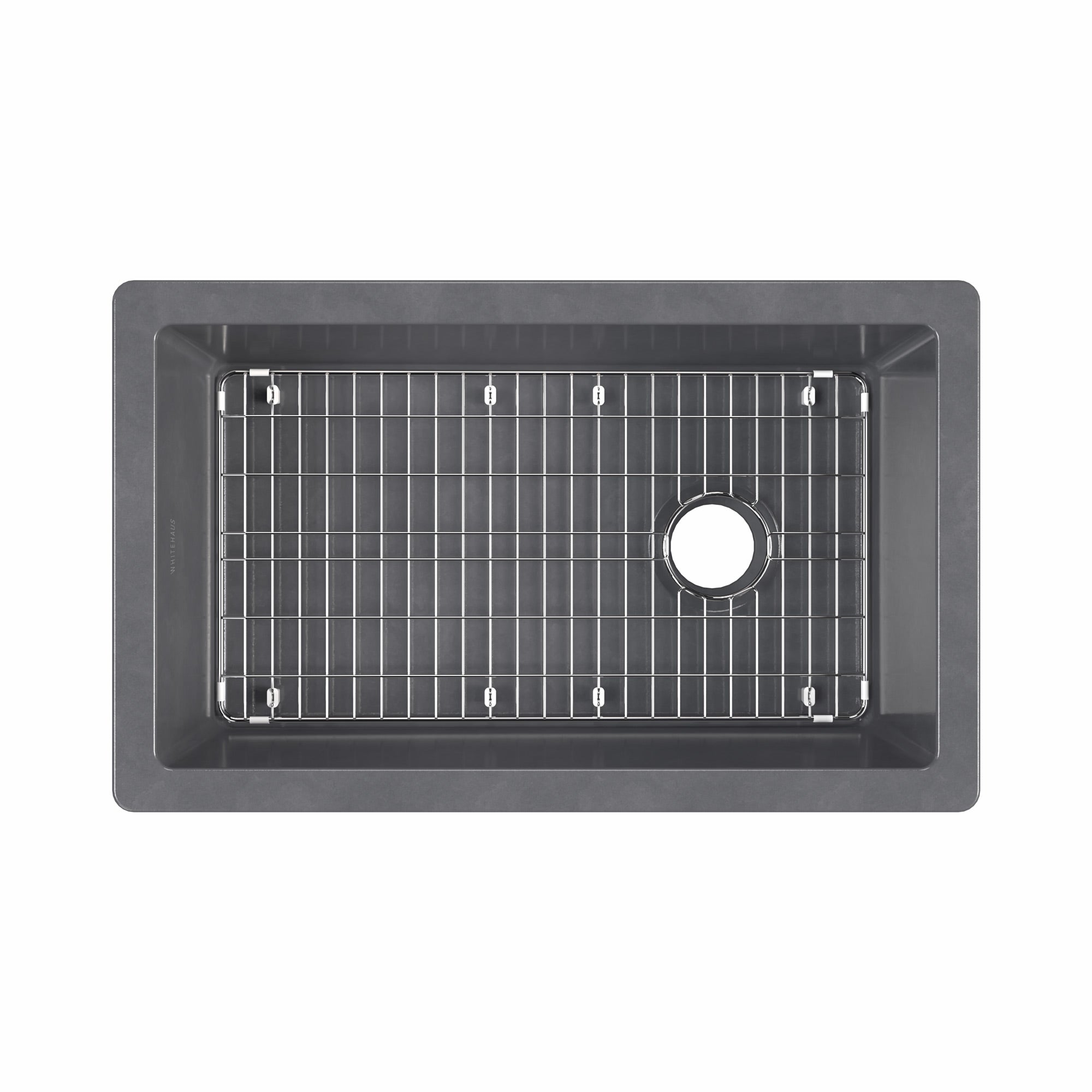 Undermount/drop-in single bowl fireclay kitchen sinks, stainless steel grid included