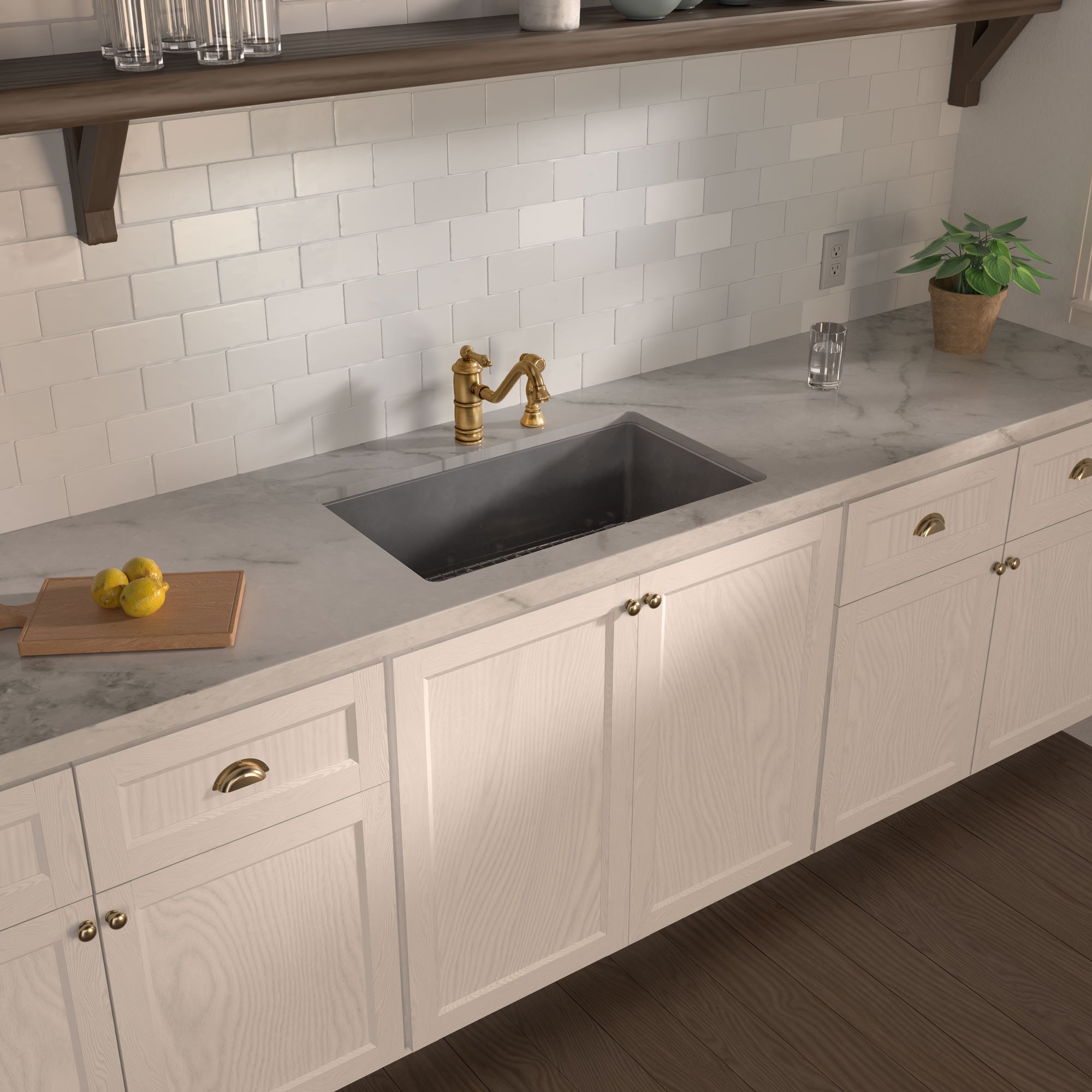 Undermount/drop-in single bowl fireclay kitchen sinks, stainless steel grid included