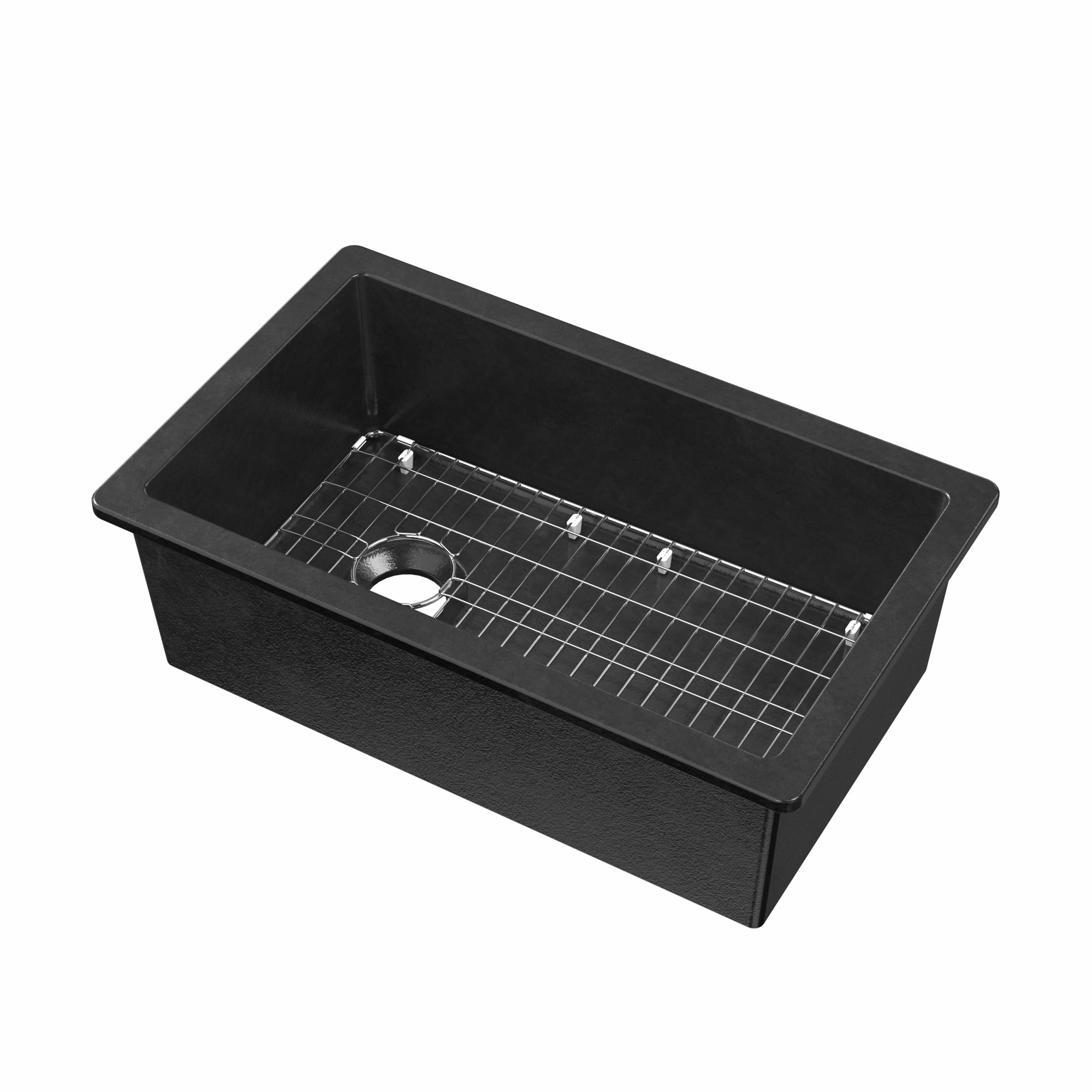 Undermount/drop-in single bowl fireclay kitchen sinks, stainless steel grid included