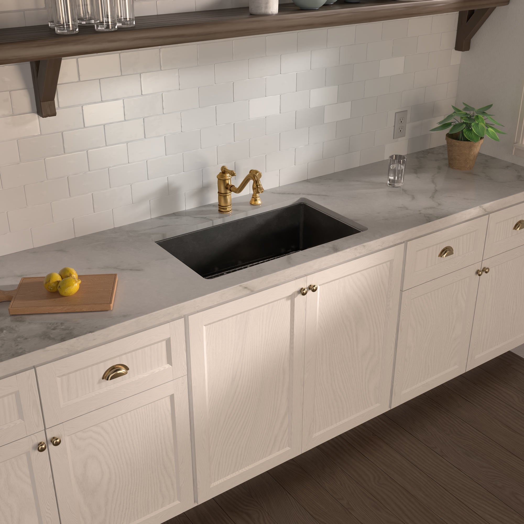 Undermount/drop-in single bowl fireclay kitchen sinks, stainless steel grid included
