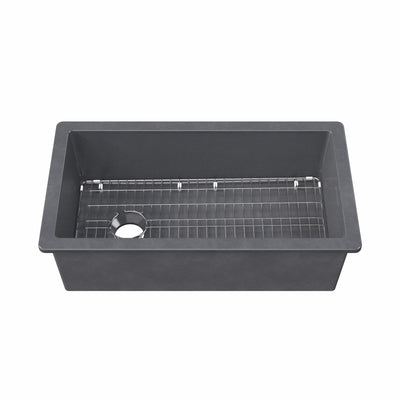 Undermount/drop-in single bowl fireclay kitchen sinks, stainless steel grid included
