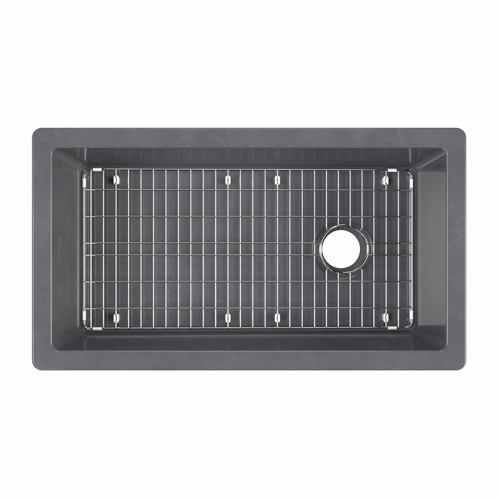 Undermount/drop-in single bowl fireclay kitchen sinks, stainless steel grid included