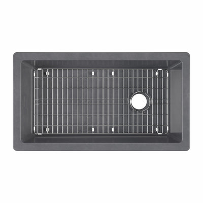 Undermount/drop-in single bowl fireclay kitchen sinks, stainless steel grid included