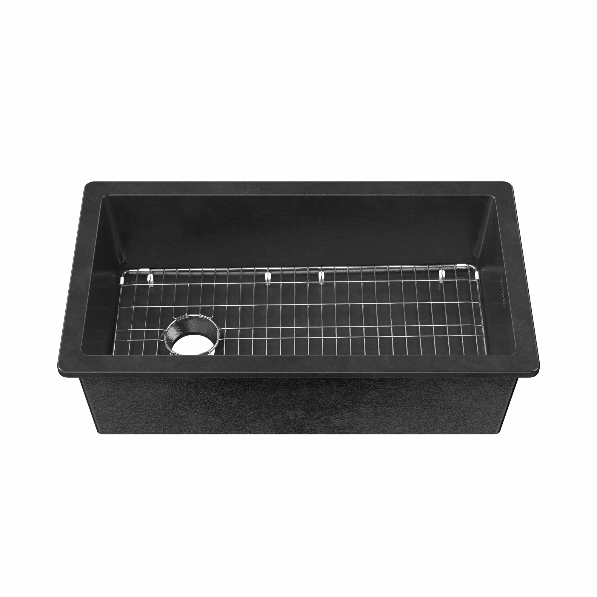 Undermount/drop-in single bowl fireclay kitchen sinks, stainless steel grid included
