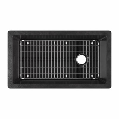Undermount/drop-in single bowl fireclay kitchen sinks, stainless steel grid included