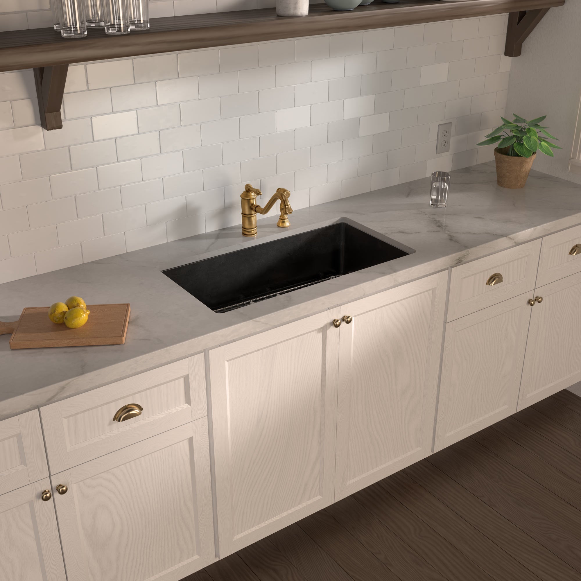 Undermount/drop-in single bowl fireclay kitchen sinks, stainless steel grid included