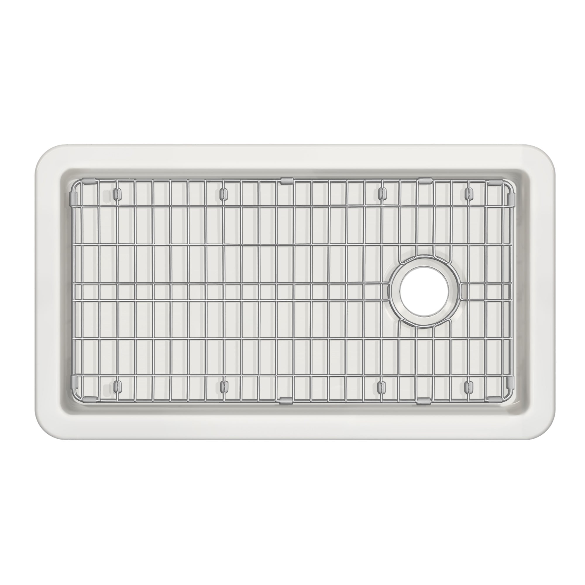 Undermount/drop-in single bowl fireclay kitchen sinks, stainless steel grid included