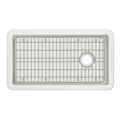Undermount/drop-in single bowl fireclay kitchen sinks, stainless steel grid included