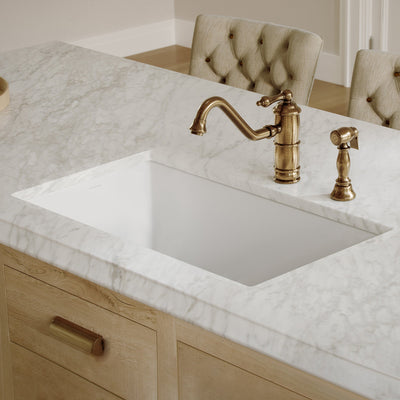 Undermount/drop-in single bowl fireclay kitchen sinks, stainless steel grid included