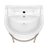 22" Console Sink With Semi-Circular Bowl, Solid Brass Leg Supports and Front Towel Bar