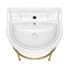 22" Console Sink With Semi-Circular Bowl, Solid Brass Leg Supports and Front Towel Bar