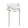 22" Console Sink With Semi-Circular Bowl, Solid Brass Leg Supports and Front Towel Bar