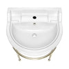 22" Console Sink With Semi-Circular Bowl, Solid Brass Leg Supports and Front Towel Bar