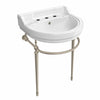 22" Console Sink With Semi-Circular Bowl, Solid Brass Leg Supports and Front Towel Bar