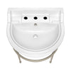 22" Console Sink With Semi-Circular Bowl, Solid Brass Leg Supports and Front Towel Bar