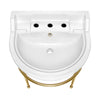 22" Console Sink With Semi-Circular Bowl, Solid Brass Leg Supports and Front Towel Bar