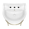 22" Console Sink With Semi-Circular Bowl, Solid Brass Leg Supports and Front Towel Bar