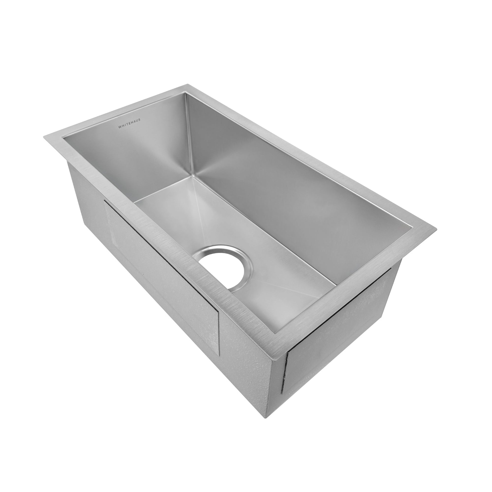 Brushed stainless steel commercial single bowl undermount sink