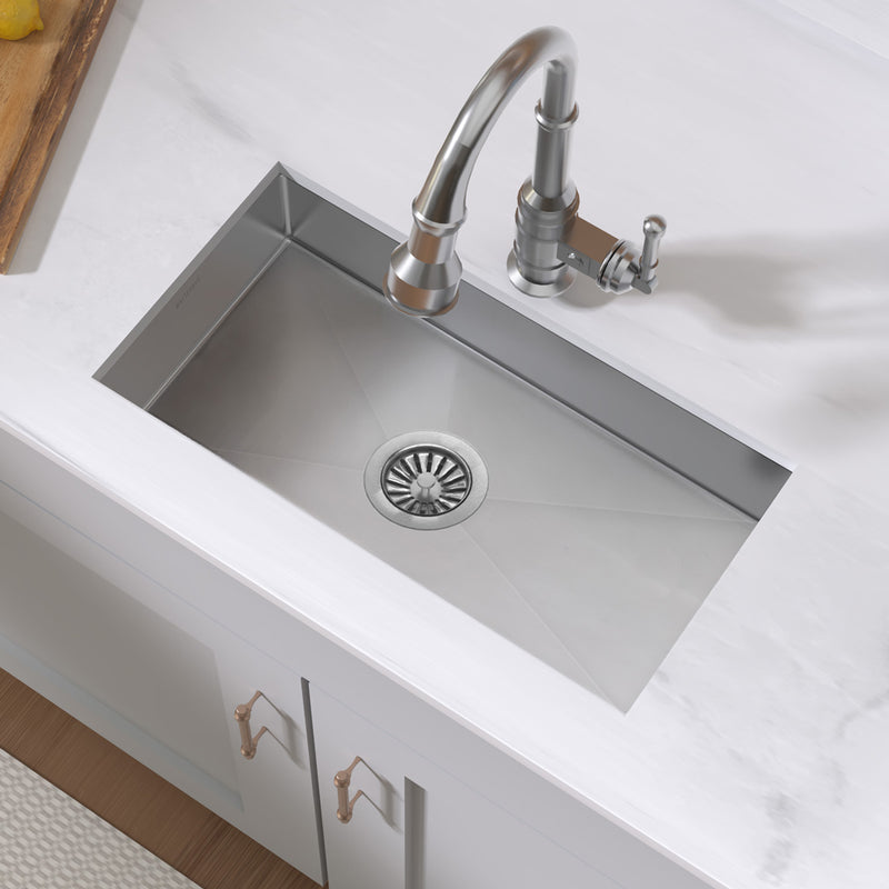 Brushed stainless steel commercial single bowl undermount sink