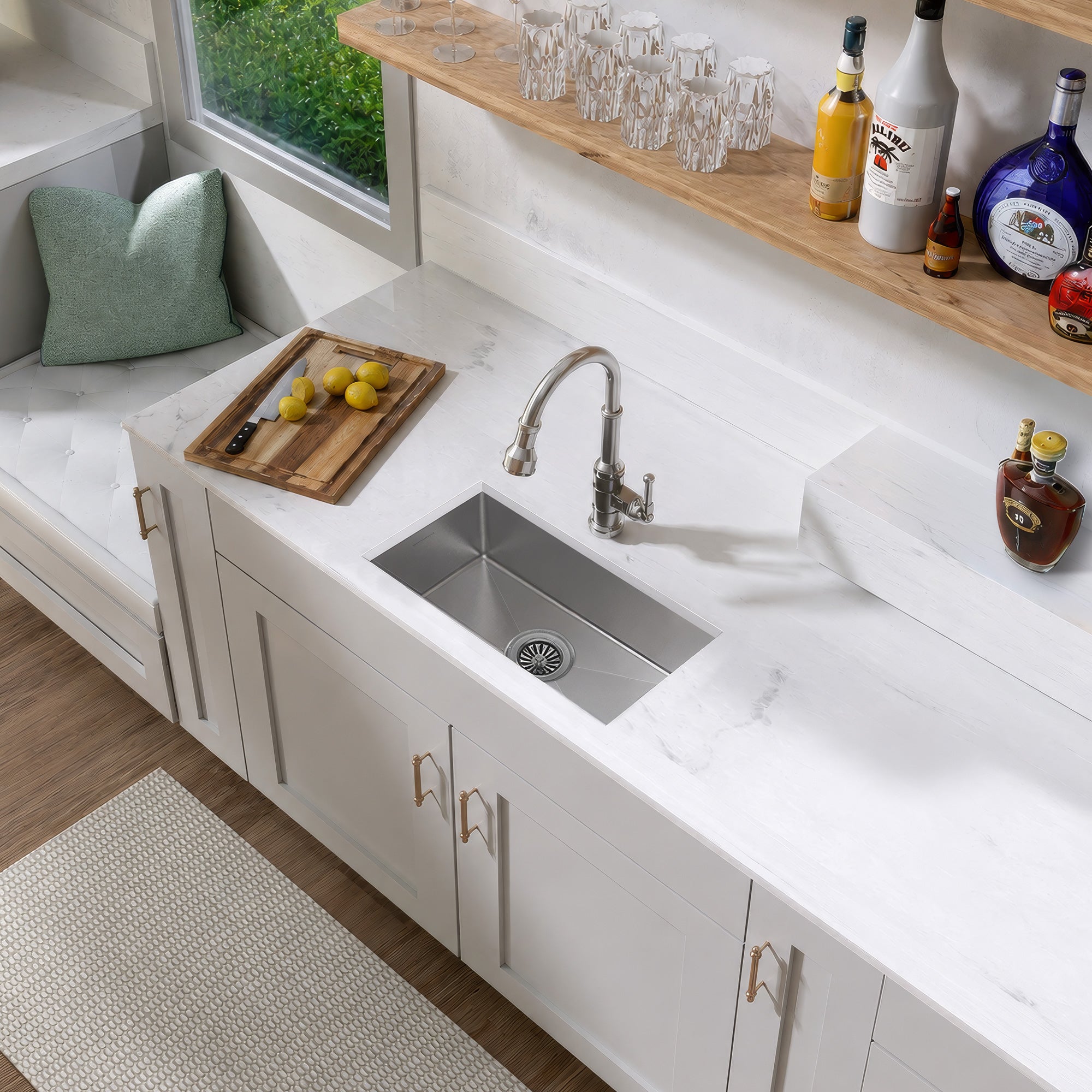 Brushed stainless steel commercial single bowl undermount sink