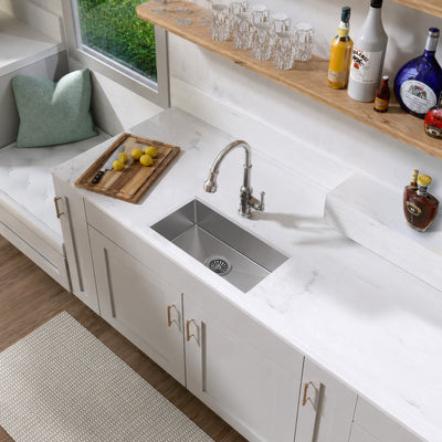 Brushed stainless steel commercial single bowl undermount sink
