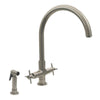 Luxe+ Dual Handle Faucet with Gooseneck Swivel Spout, Cross Style Handles and Solid Brass Side Spray
