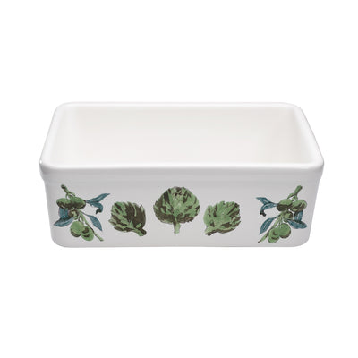26" Single bowl hand-painted fireclay kitchen sink