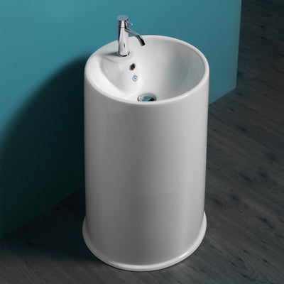 Britannia Freestanding Cylindrical Bathroom Basin with Single Faucet Hole Drill