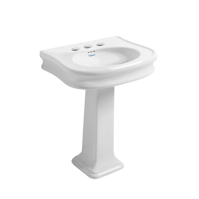 Isabella Collection 27" Traditional Pedestal Sink with Integrated Oval Bowl, Seamless Rounded Decorative Trim and Single Hole Faucet Drill