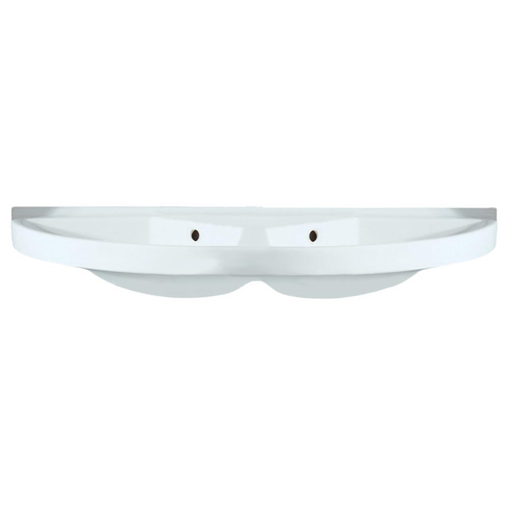 Isabella Collection 38" Large U-Shaped Wall Mount Double Basin with Chrome Overflows