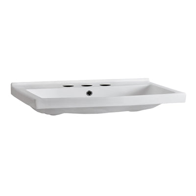 Isabella Collection 23" Rectangular Wall Mount Bath Basin with Chrome Overflow and Rear Center Drain