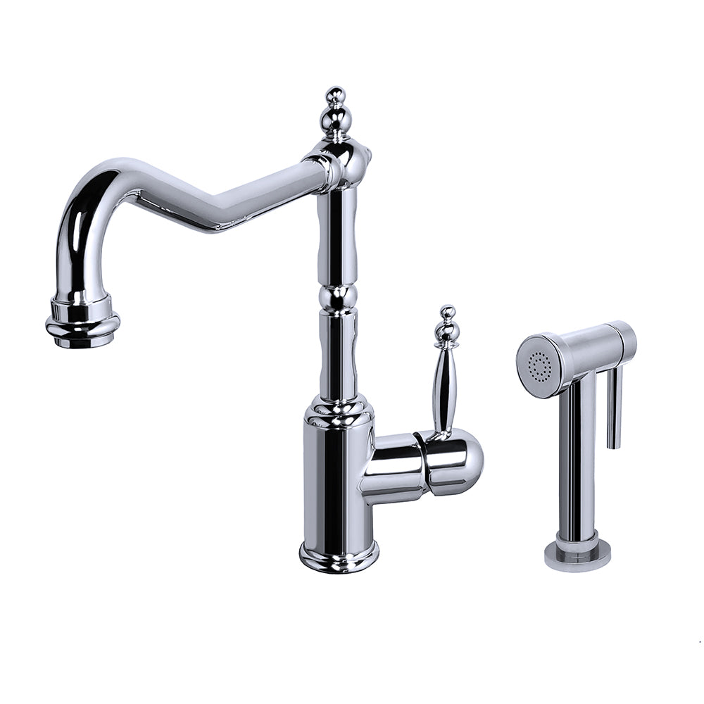 Jem Collection Single Lever Handle Faucet with Traditional Swivel Spout and Solid Brass Side Spray