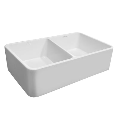 Duet Series 37" reversible fireclay kitchen sink with smooth front apron