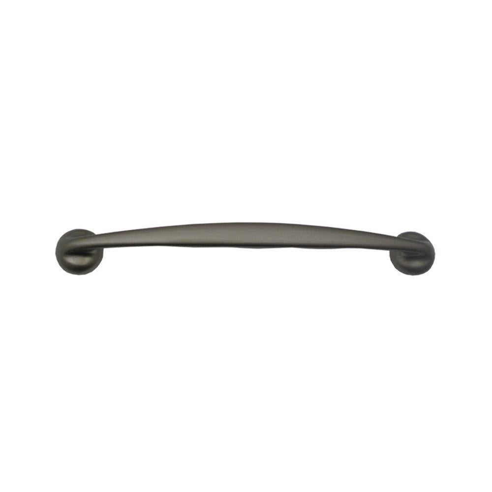 Solid brass curved pull handle with grip notches.