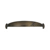 Decorative curved pull handle made of solid brass.