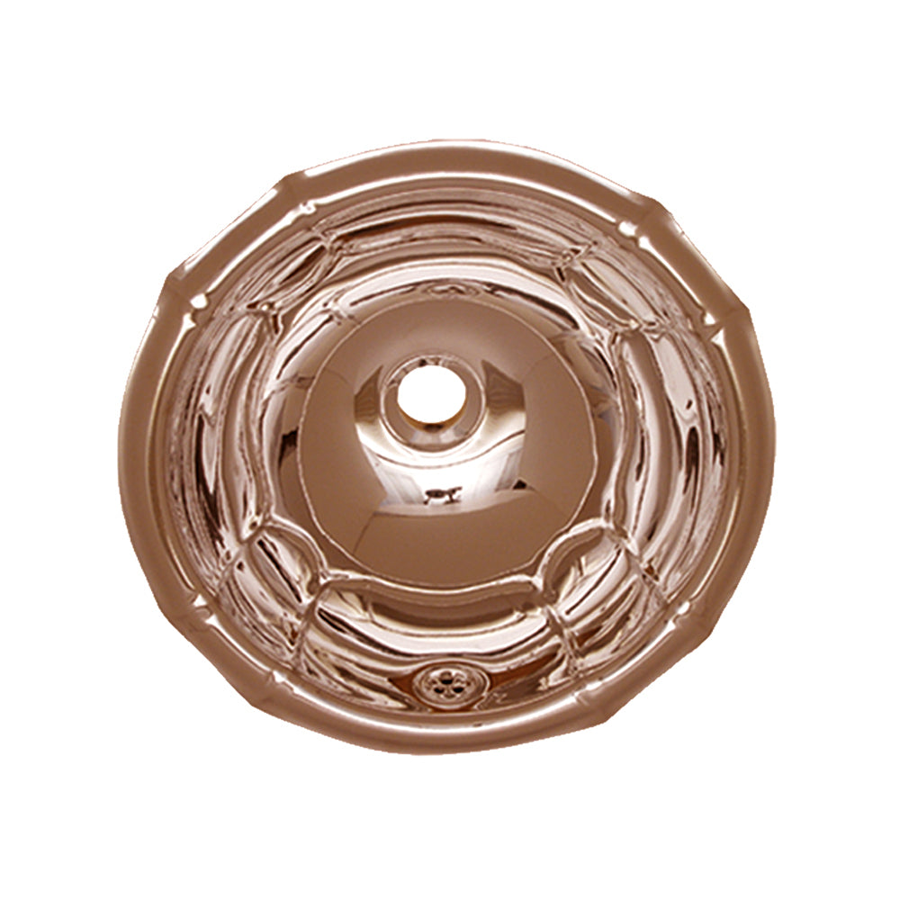 14" Decorative round fluted design drop-in bath basin with overflow