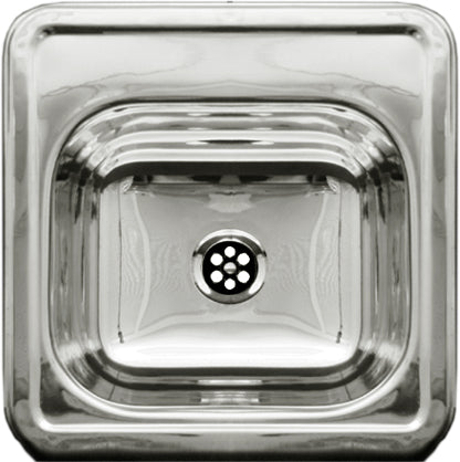 15" Decorative square drop-in entertainment/prep sink with a smooth surface
