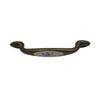 Decorative solid brass pull handle with a porcelain center and painted rose detail.