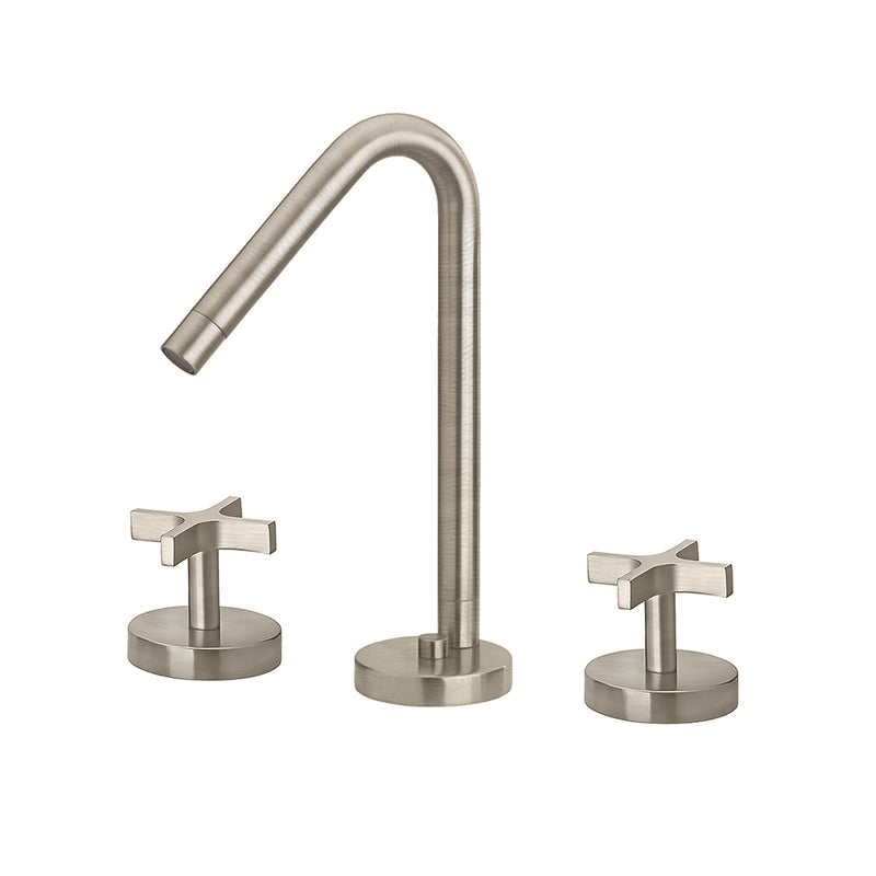 Metrohaus Lavatory Widespread Faucet with 45-Degree Swivel Spout and Pop-up Waste with Cross Handles