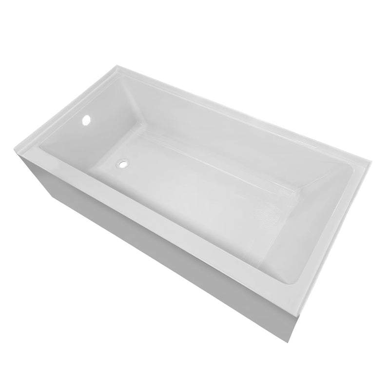 Alcove soaking bathtub with drain hole options
