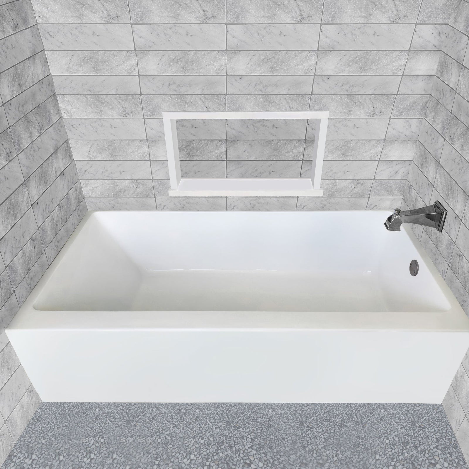 ALCOVE SOAKING BATHTUB WITH DRAIN HOLE OPTIONS