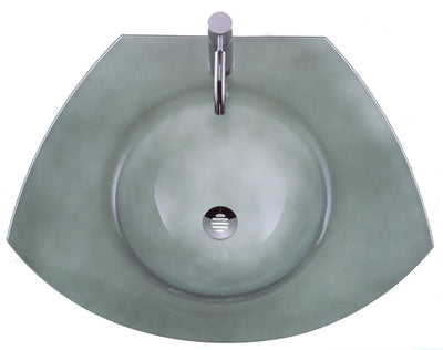 New Generation 27" Ecoloom Trapezoidal Glass Counter Top with Integrated Round Basin