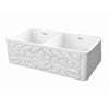 Reversible Series 33" double bowl Fireclay kitchen sink with Gothichaus Design
