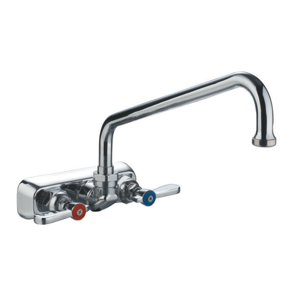 Heavy Duty Wall Mount Utility Faucet with Extended Swivel Spout and Lever Handles