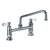Heavy Duty Utility Bridge Faucet with an Extended Swivel Spout and Lever Handles