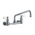 Heavy Duty Wall Mount Utility Faucet with an Extended Swivel Spout and Lever Handles