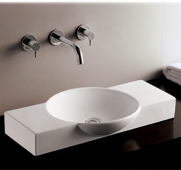 Isabella Collection Rectangular Above Mount Basin with Integrated Round Bowl and a Center Drain